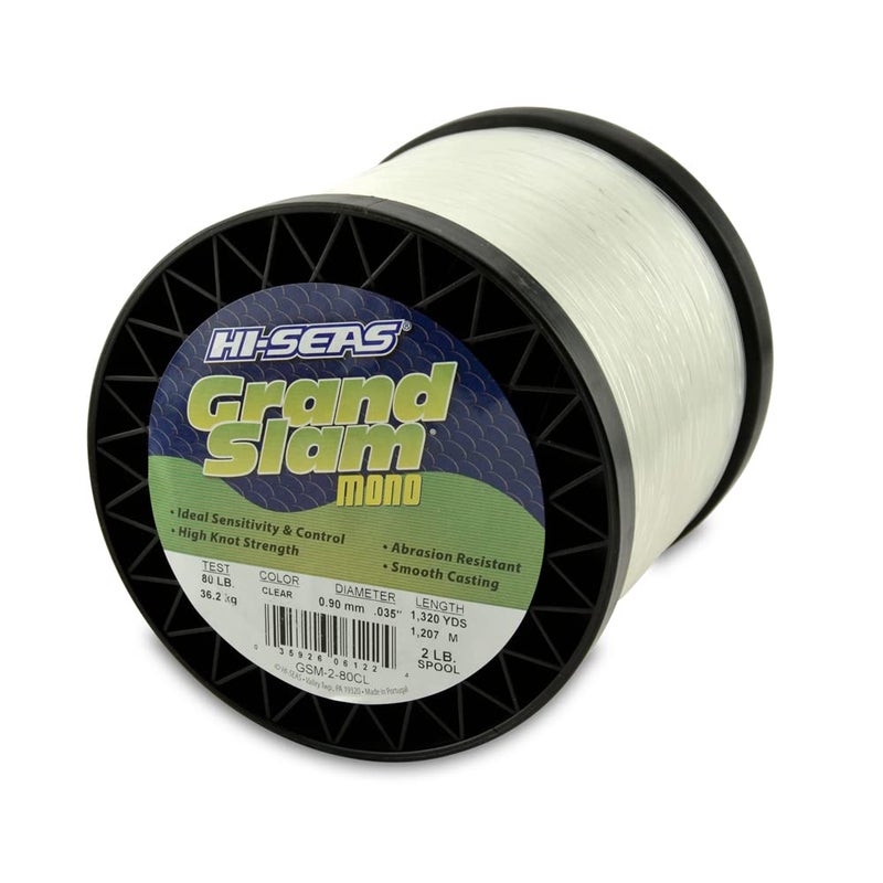 Hi-Seas Grand Slam Monofilament Line, 80 lb / 36.2 kg Test, .035 in / 0.90 mm Dia, Clear, 1320 yd / 1207 m - Image 1